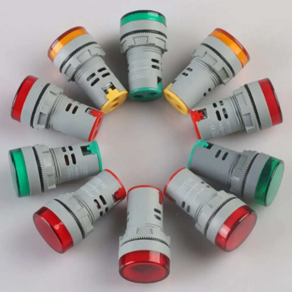 

22mm Ac60-500v Red Led Voltmeter Voltage Meter Indicator Pilot Light Diy New