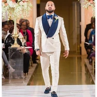 jeltonewin ivory floral coat pant navy blue shawl lapel custom tuxedo groom men suits for wedding terno slim fit best man blazer