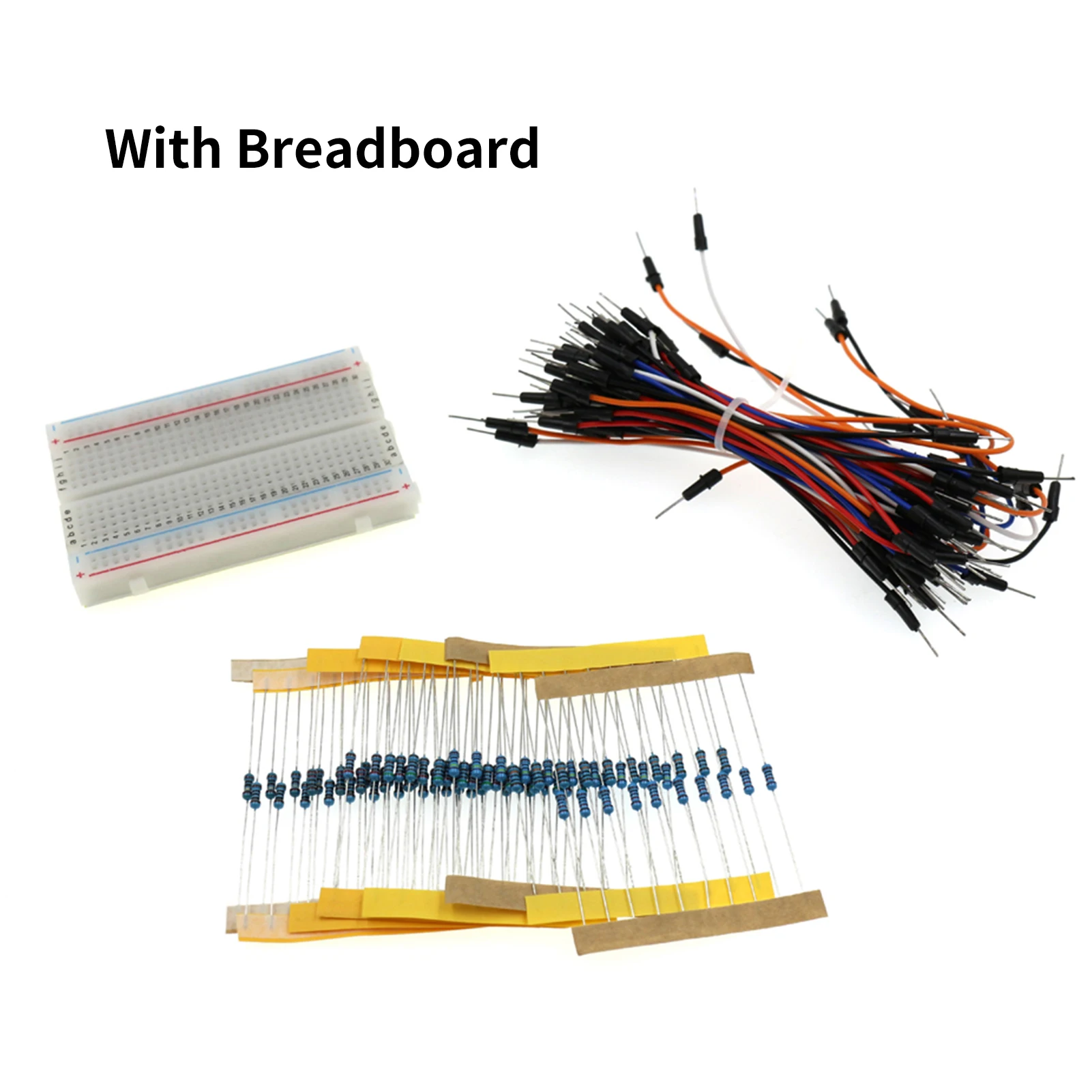 

DIY Electronic Component Assortment Box Kit with Breadboard Capacitors Resistors Transistors Diodes LEDs Jumper Cable
