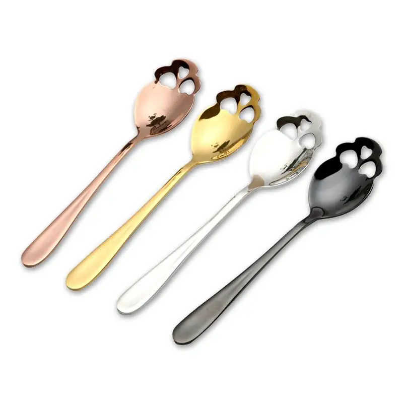 

Teaspoon 4PCS Set Stainless Steel Dessert Scoop Beverage Spoon with Handle Supplies Gifts for Birthday Wedding Party