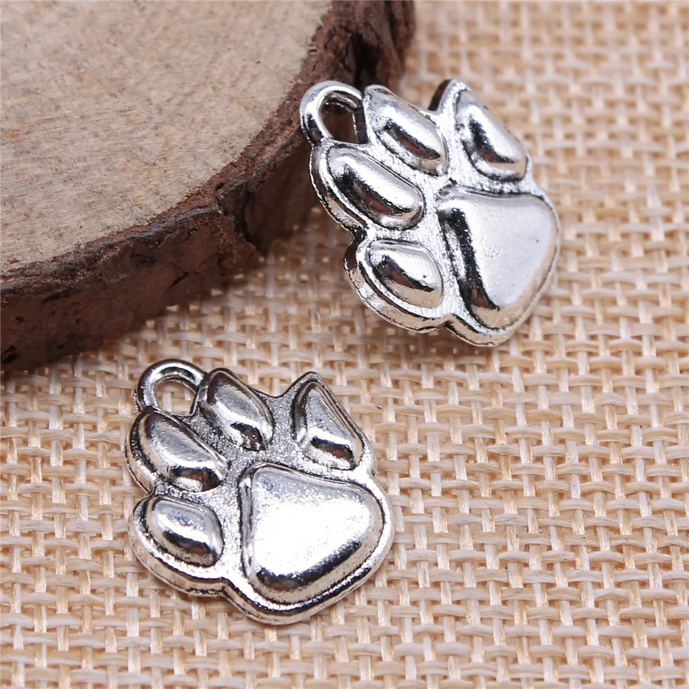

Accessories For Jewelry 10pcs 20x16mm Antique Silver Color Paws Charms