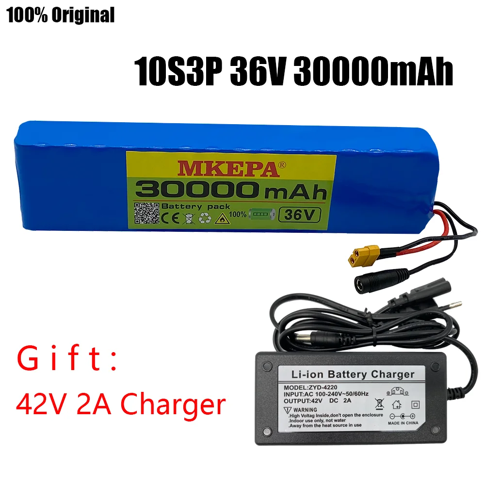 

36V 30Ah 600watt 10S3P lithium ion battery pack 15A BMS For xiaomi mijia m365 pro ebike bicycle scoot XT60 free +charger