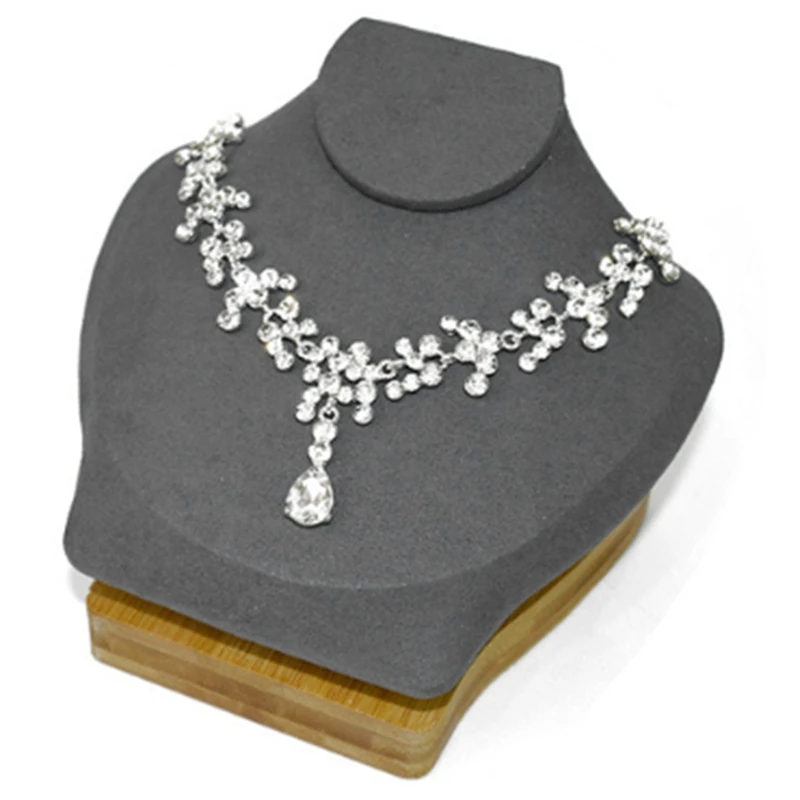 

Bamboo Wood Jewelry Stand Portrait Model Necklace Shelf Counter Display Pendant Support Jewelry Props Decoration