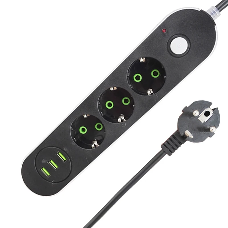 Новый Умный Сетевой USB фильтр с 3 розетками зарядное устройство портами шнур