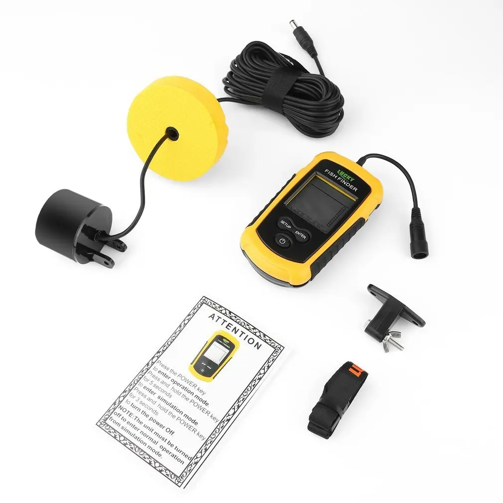 

2021 New Portable Fish Finder Sonar Sounder Alarm Transducer Fishfinder 0.7-100m Fishing Echo Sounder with English Display