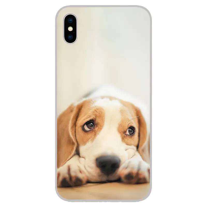 Футболка с принтом милый Бигль Силиконовые Мягкие ТПУ чехлы для iPhone 11 Pro XS Max X XR 8 7