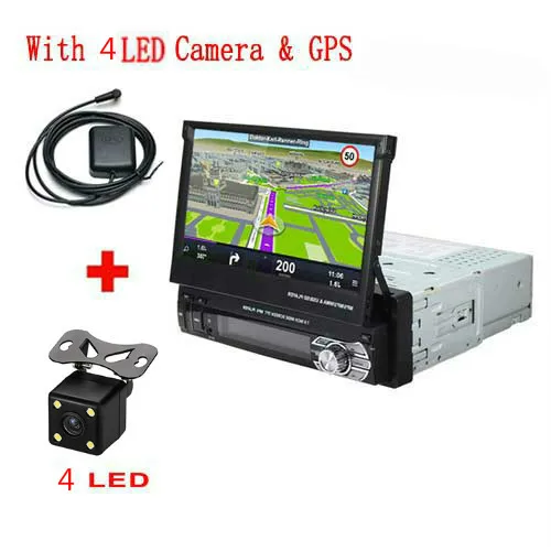 GPS and 4LED cam 1 Din " Универсальное автомобильное радио gps-навигация Авторадио Видео плеер Bluetooth выдвижной сенсорный экран MP5 стерео аудио - Цвет: GPS and 4LED cam
