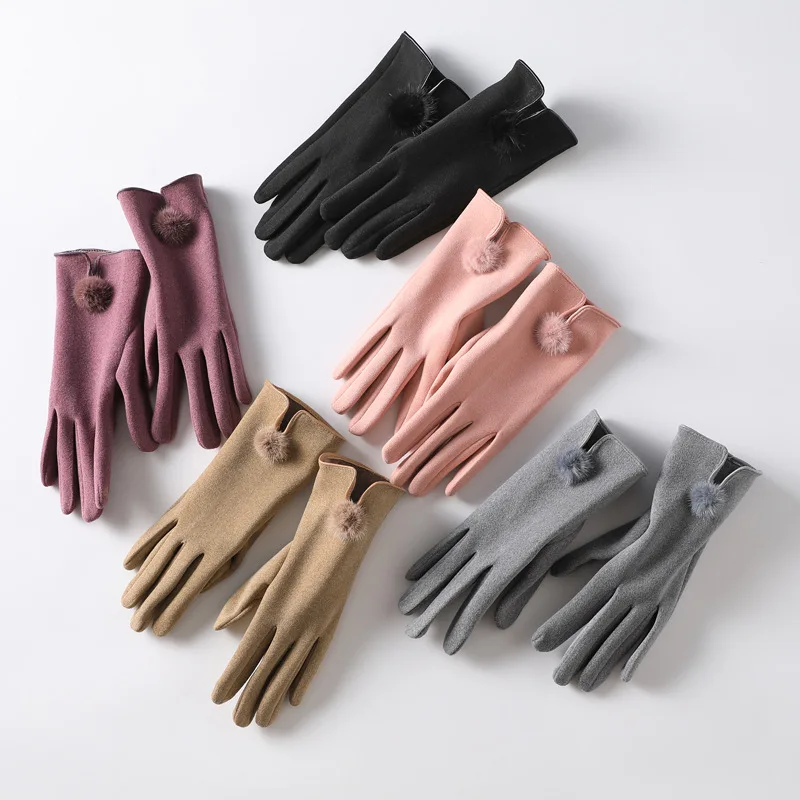 

Женские Модные Элегантные Бархатные Теплые перчатки на сезон осень-зима, мягкие ветрозащитные однотонные варежки для вождения на велосипе...