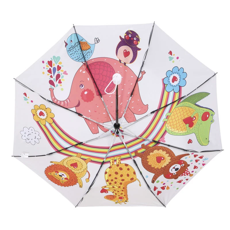 Мультяшные автоматические зонты детский зонтик со слоном и кошкой непромокаемый