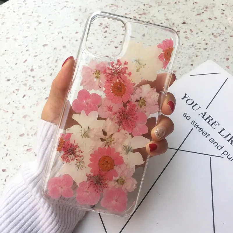 T4 Tfshining настоящий прессованный высушенный чехол с цветами для iphone 11 11pro max X XR Xs max 6 6s 7 8 plus, прозрачный чехол, блестящий девчачий чехол - Цвет: T4