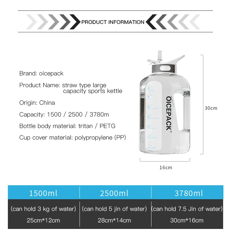 Спортивные бутылки для воды с соломинкой и емкостью 3 78 л 2 5 | Дом сад