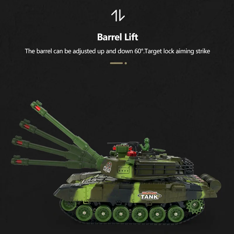 Радиоуправляемый боевой танк большого размера Вращающаяся башня с подъемным