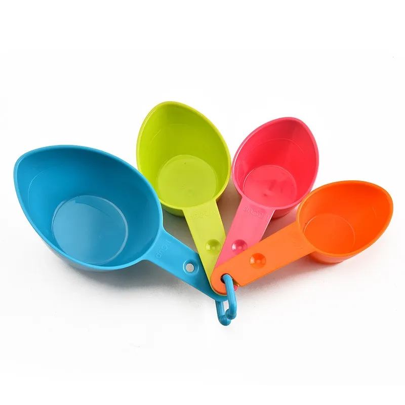 

Baking Tools Measuring Spoon DIY Cake Baking Plastic Color Measuring Spoon With Scale 4Piece Set Handle Kitchen Gadgets