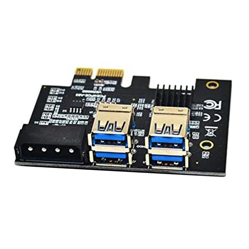 

PCI-E карта расширения 1-4, PCI-E 1X до 16X 4 порта, двухслойная USB3.0 плата расширения для майнинга BTC