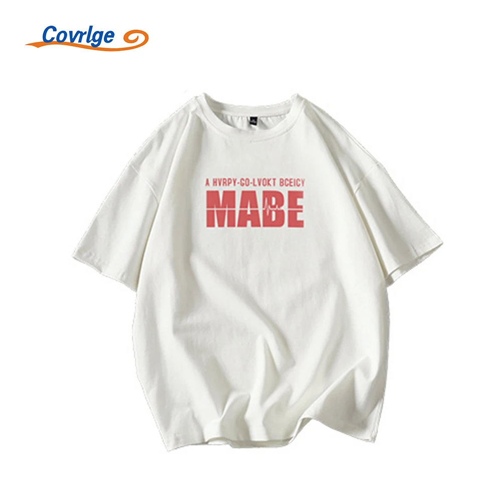 

Covrlge New Men's T-shirt Summer Loose Tide Brand Half-sleeved Clothes Trend Ins Pure Cotton Short-sleeved Men's Clothing MTS702