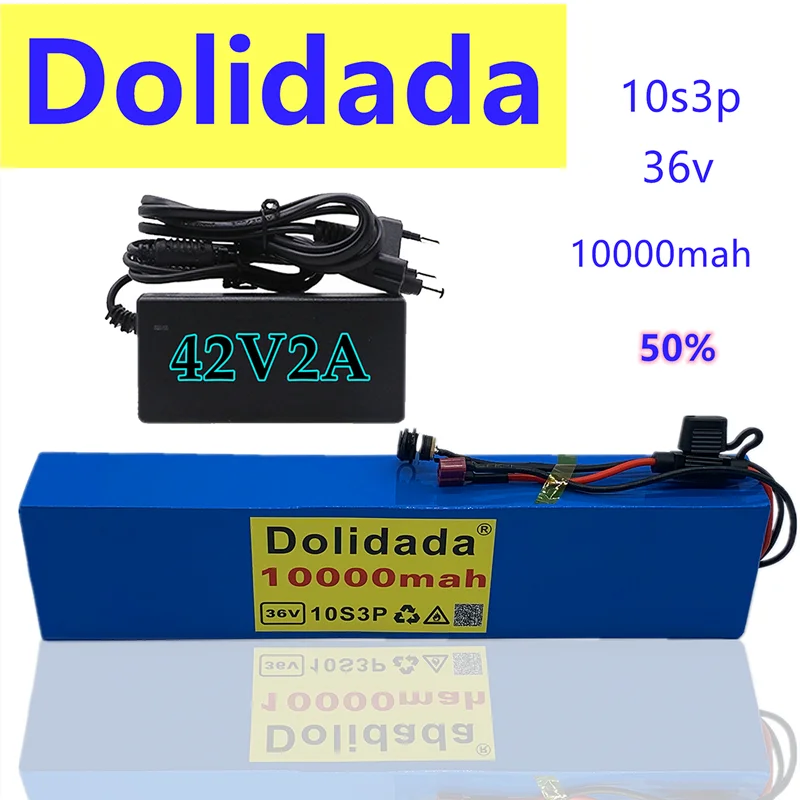 

2021 Новый 18650 литиевая батарея пакет е-байка 36В 10ah, подходит для скутер, электрический велосипед, встроенный 30A BMS, устройство-предохранитель ...