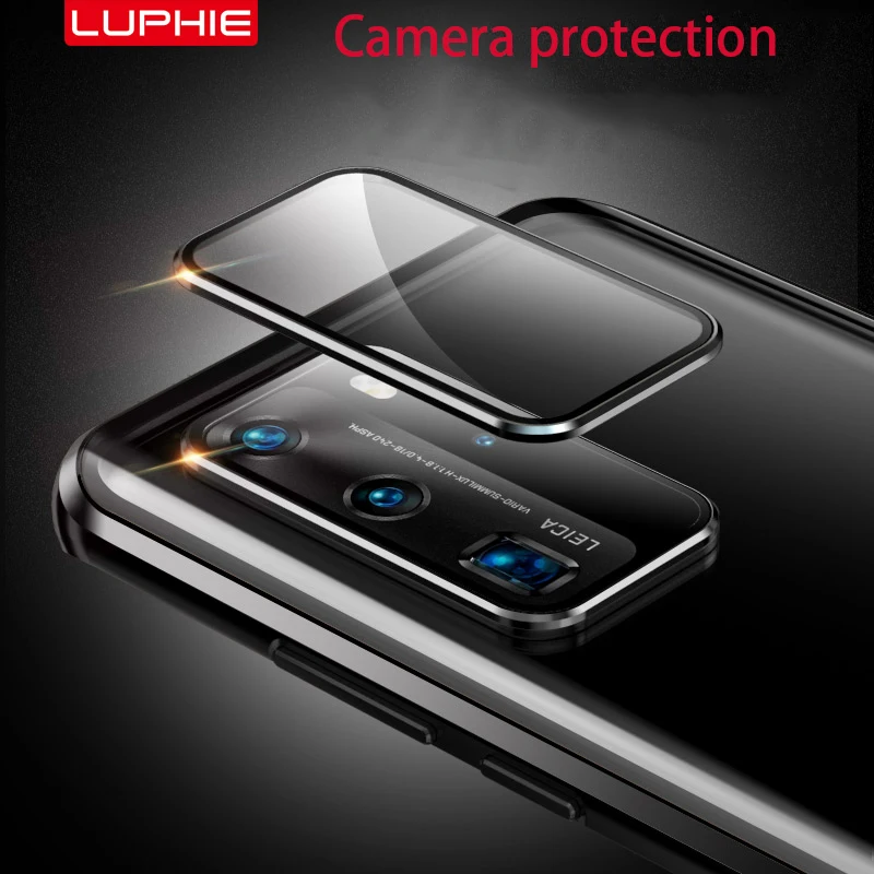 magnetic clear metal for huawei p40 pro mate 40 p50 p30 mate 30 honor 50 30 plus phone case double sided glass cover coque funda free global ship