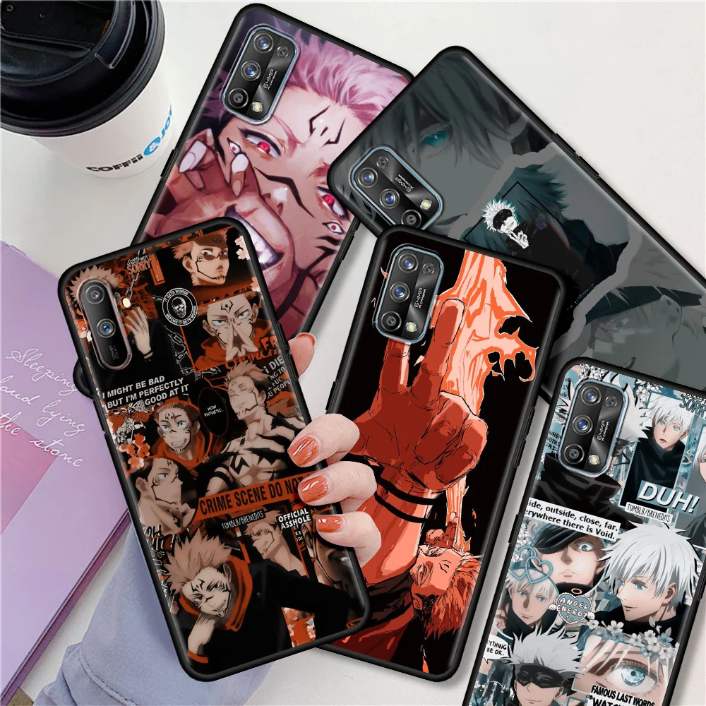 

Silicone Case For Oppo Realme 8 6 7 Pro C3 C21 XT GT C11 C20 7i X50 C15 C25 Black Soft Phone Cover Fundas Anime Jujutsu Kaisen