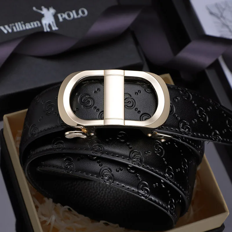 Новый мужской кожаный ремень с автоматической пряжкой Молодежный Повседневный