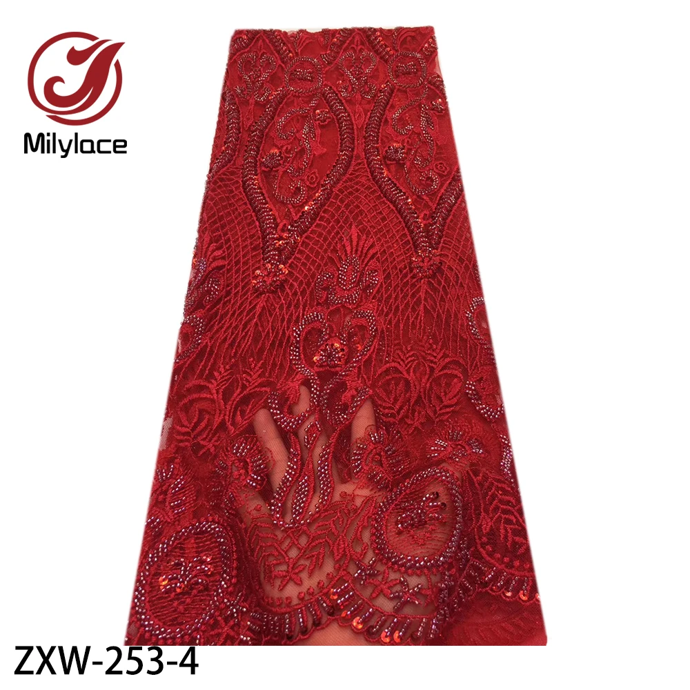 African Mesh Lace Fabric High Quality Embroidered with Heavy Hand Beaded for Wedding ZXW-252-253-254 | Дом и сад