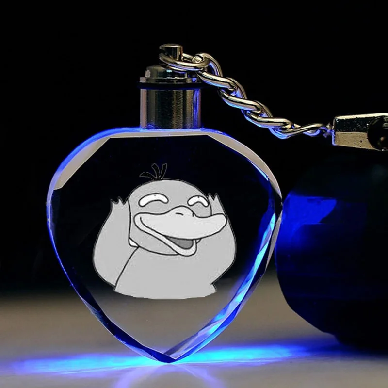 Брелок с покемонами, детективом Пикачу, Psyduck, в форме сердца, кристалл, женский брелок, Милый Забавный мультяшный кулон, ювелирные изделия, мужской брелок