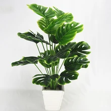 Artificial Plants Green Palm Leaves Monstera Home Garden Living Room Bedroom Balcony Decoration Tropical Plastic Fake Plant Long