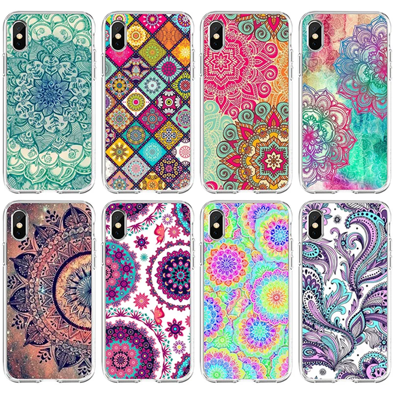 

Mandala Pattern Phone Cases For iPhones 11 Pro Max X XS MAX SE 6S 7 8 Plus XR Flowers Soft Silicone Cover Shell