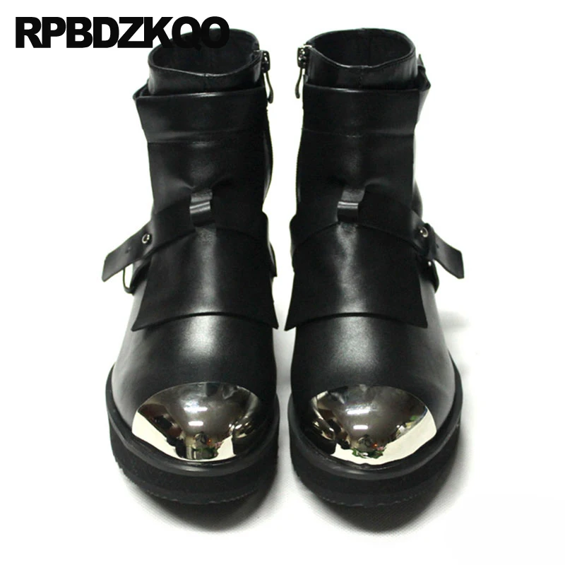 панк мужская Плюс размер ретро мото боты металик молния высокое качество