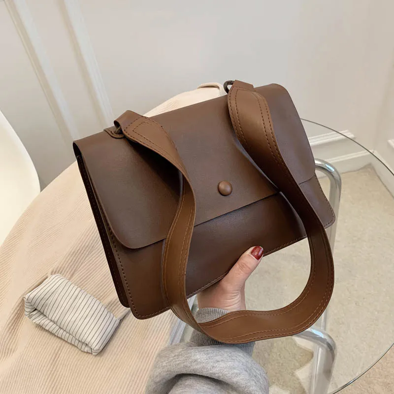 

2021 Spring Women Shoulder Bag Fashion Messenger Bags For Women Solid Color Crossbody Bag Wide Single Strap Women's Bags