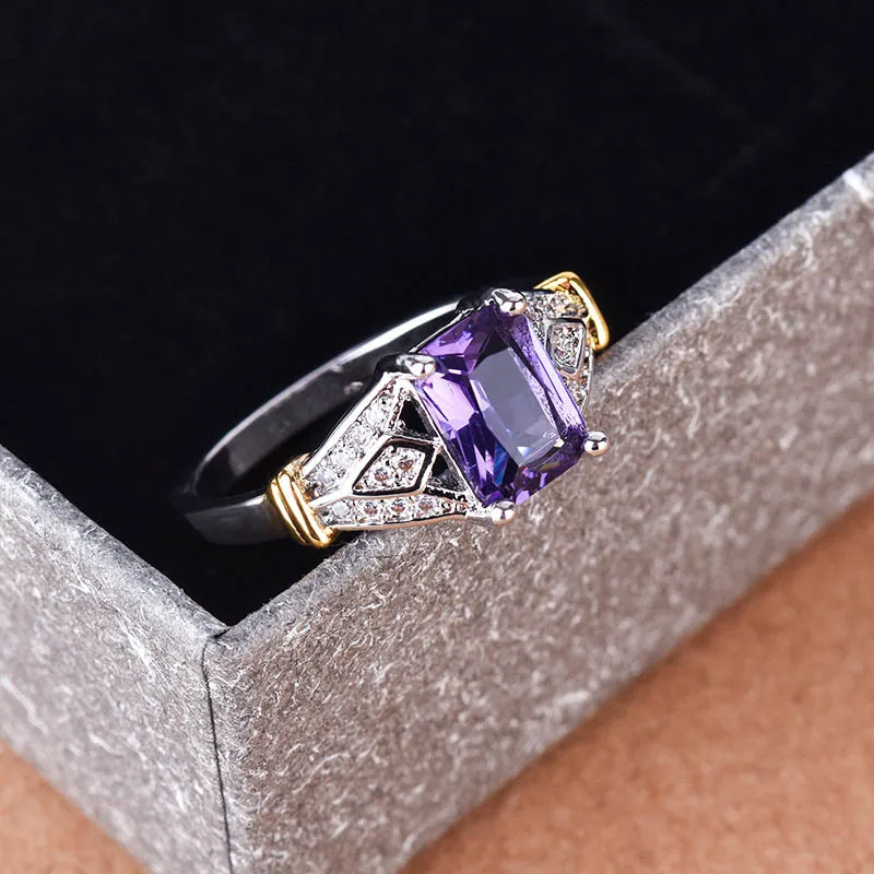 

Exquisite Grace Silver Plated Multicolor Gems Crystal Women's Ring CZ Zircon Cocktail Party Bridal Ring Wedding Jewelry
