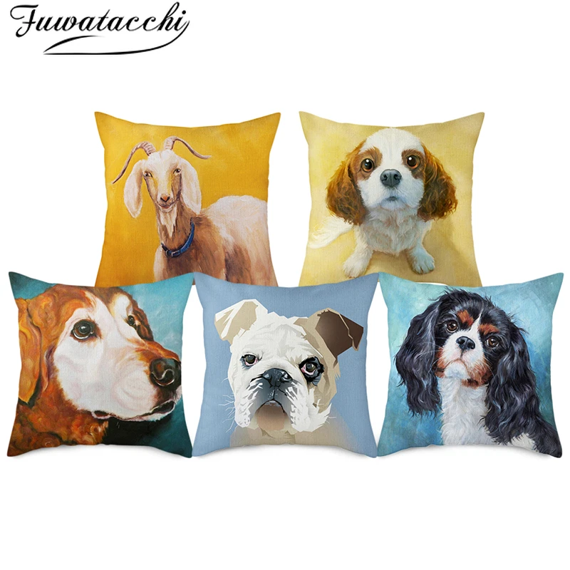 Наволочка Fuwatacchi из чистого льна с принтом наволочка для домашней собаки фото