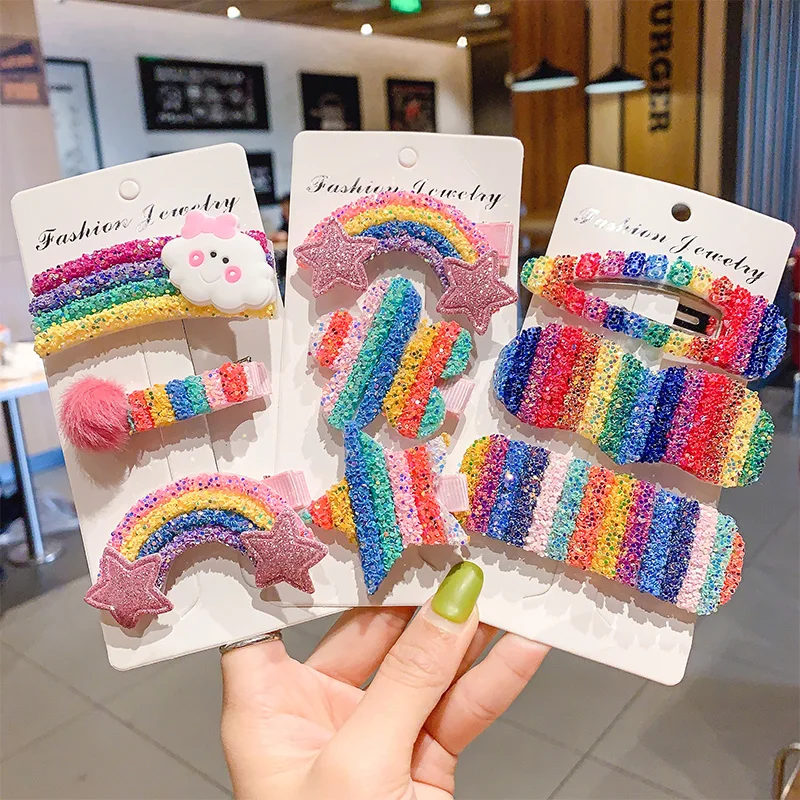 

[DISCICI] 2021 New Cute Sequins Colorful Girls Hairpin Hair Accessories Children Princess Korean Headdress Bangs Clip OH1751