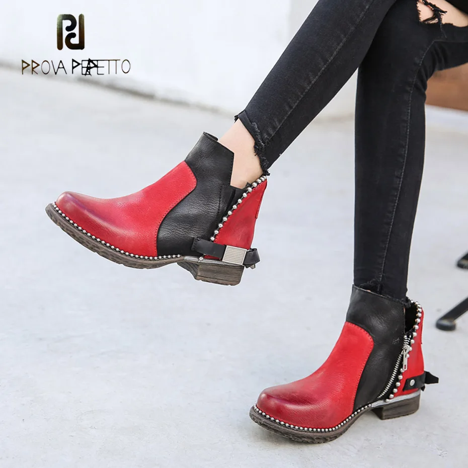 Ботильоны Prova Perfetto из натуральной кожи черные смешанные красные полусапожки с