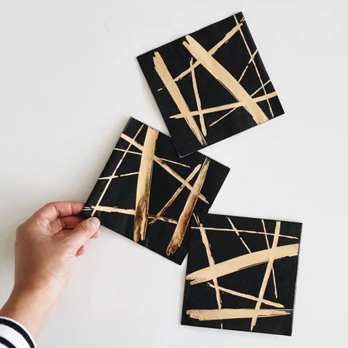 8 комплектов десертные тарелки из черного золота|Одноразовая посуда для