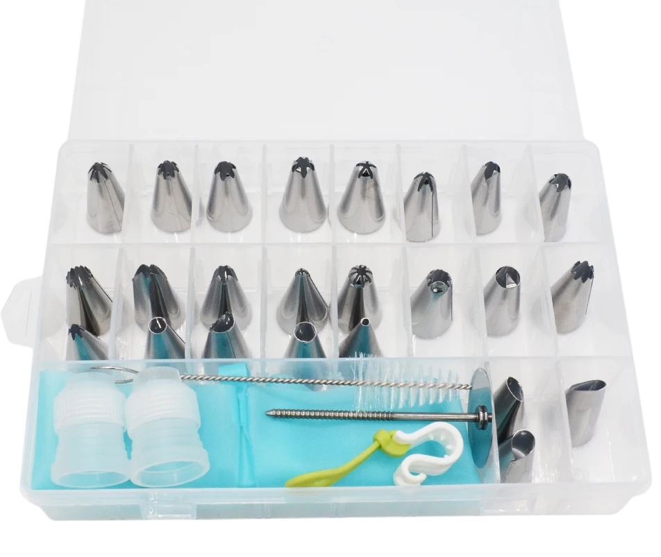 

WALFOS 30pcs Cake Decorating Tips Set Stainless Steel Icing Piping Tip Nozzles DIY Baking Tools Reusable Pastry bags Couple