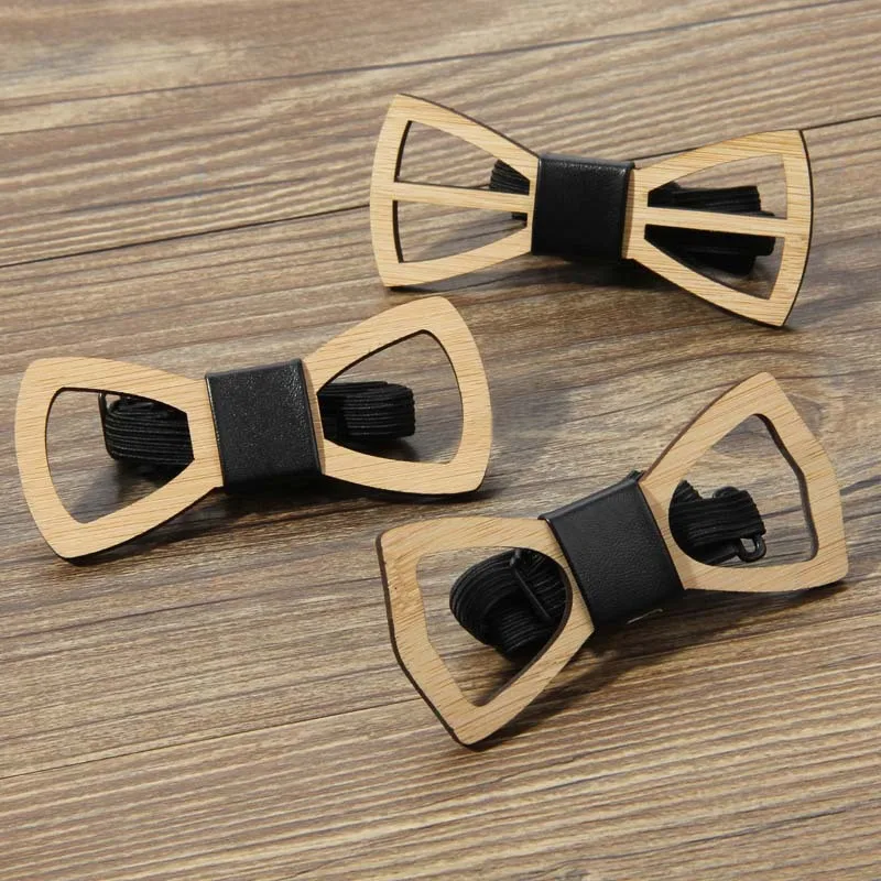 

1PC New Fashion Wooden Bow Tie For Men Unisex Smooth Carved Retro Wooden Neck Ties Adjustable Strap Vintage Bowtie Hot Sold