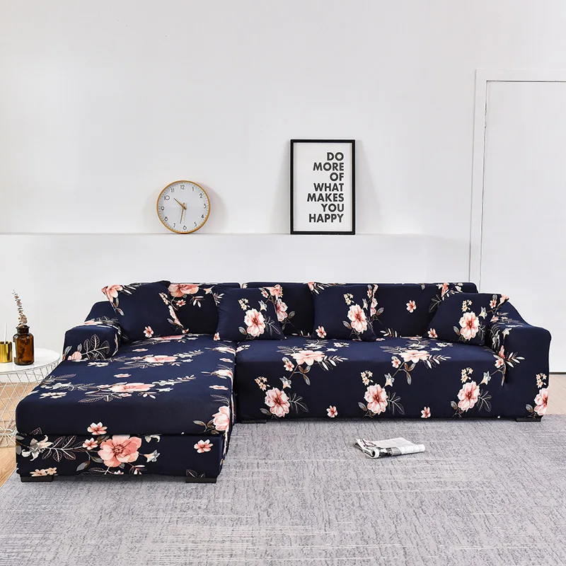 Эластичные чехлы для диванов с цветочным принтом гостиной набор (2 шт.) угловые