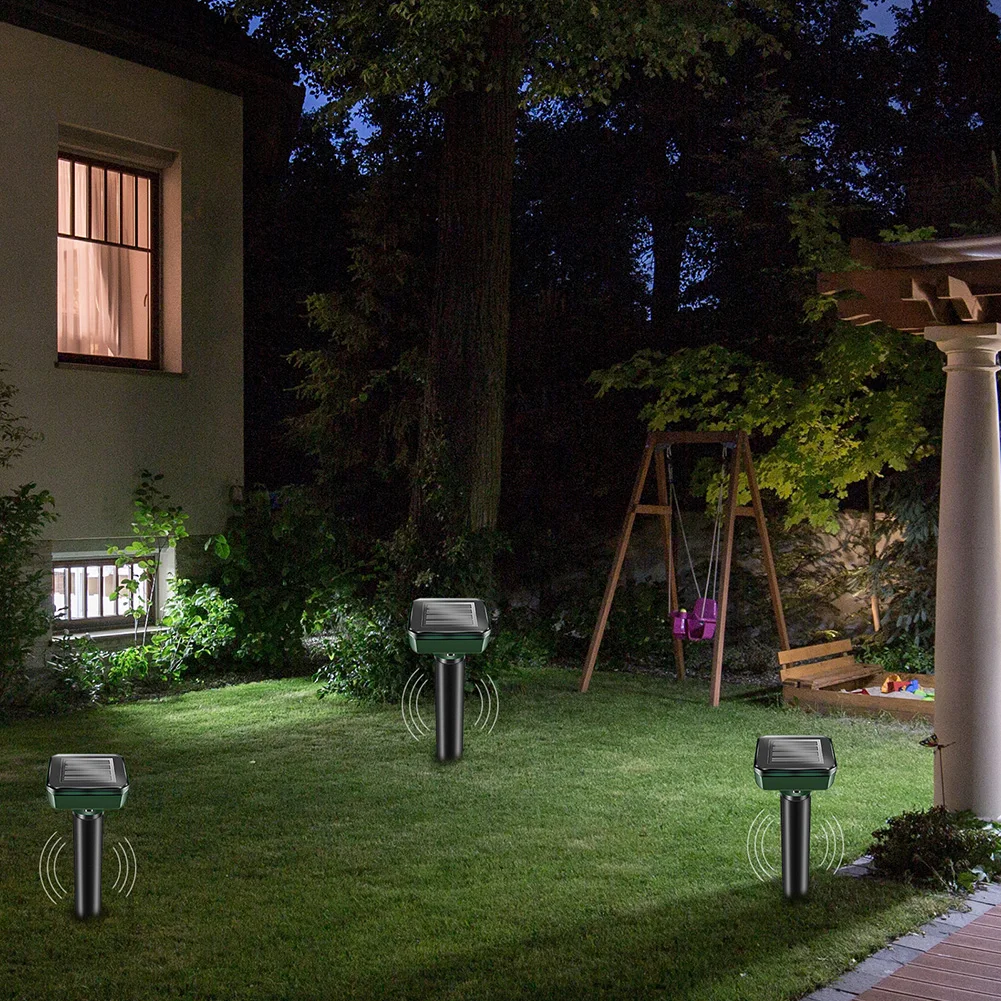 

Solar Powered Ultrasonic Mouse Mole Pest Rodent Repeller Repellent Yard Led Electronic Light Repeller Outdoor Lamp Yard Garden