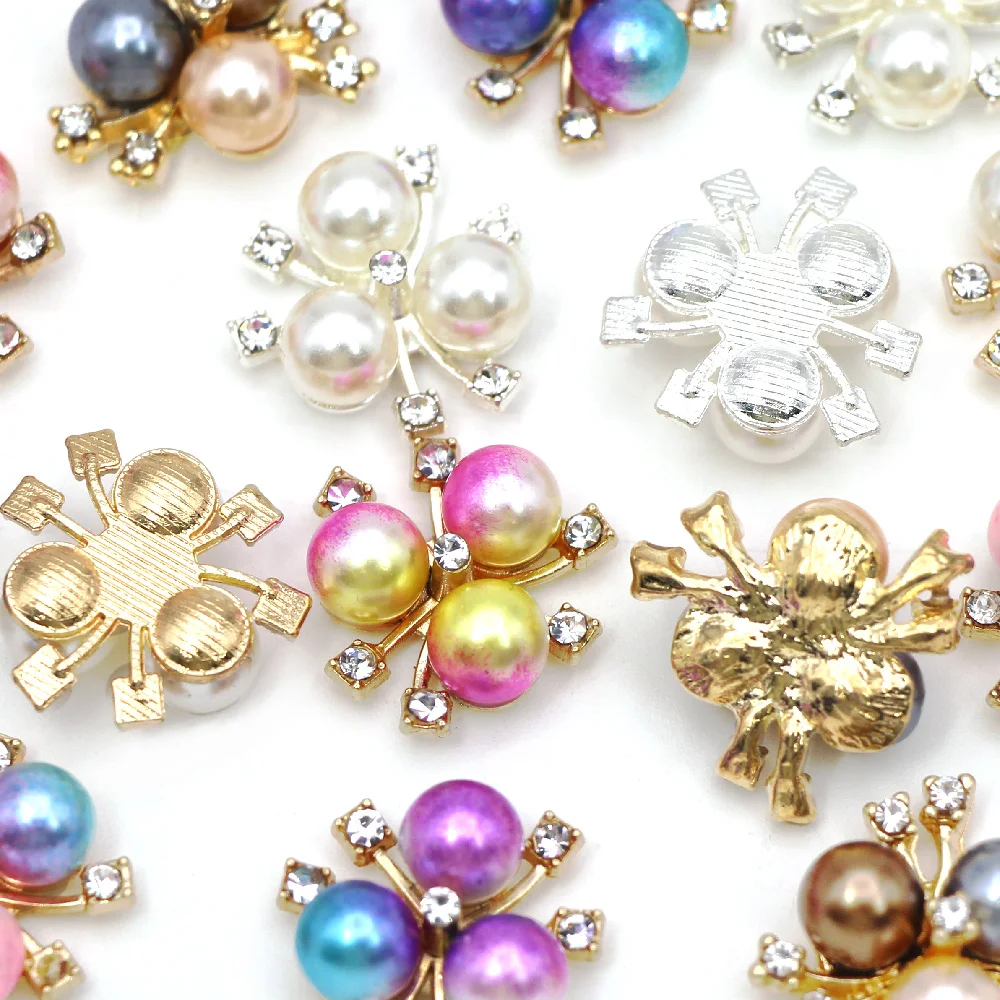 10 шт. жемчужные стразы пуговицы винтажная металлическая кнопка сплав со стразами