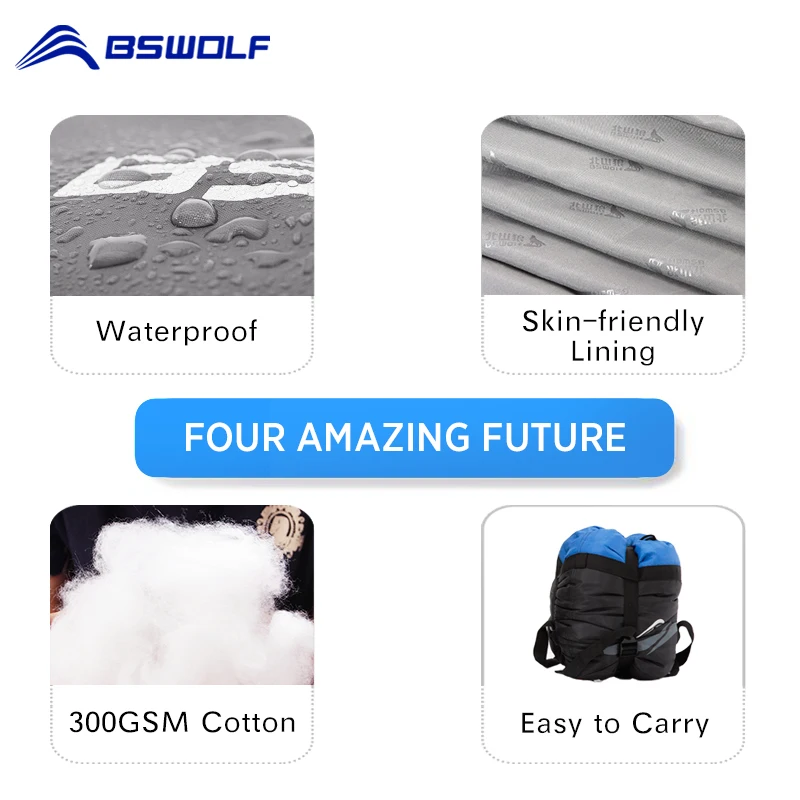 Спальный мешок BSWOLF Сверхлегкий всесезонный портативный соединяющийся для