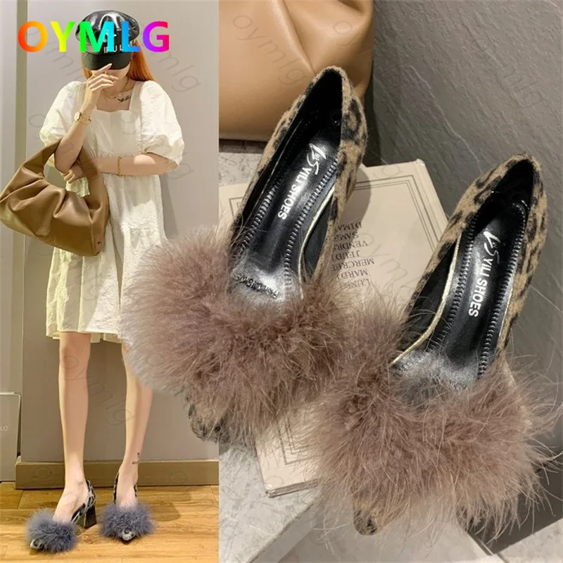 

Женские туфли на высоком каблуке, красные туфли с острым носком и леопардовым принтом