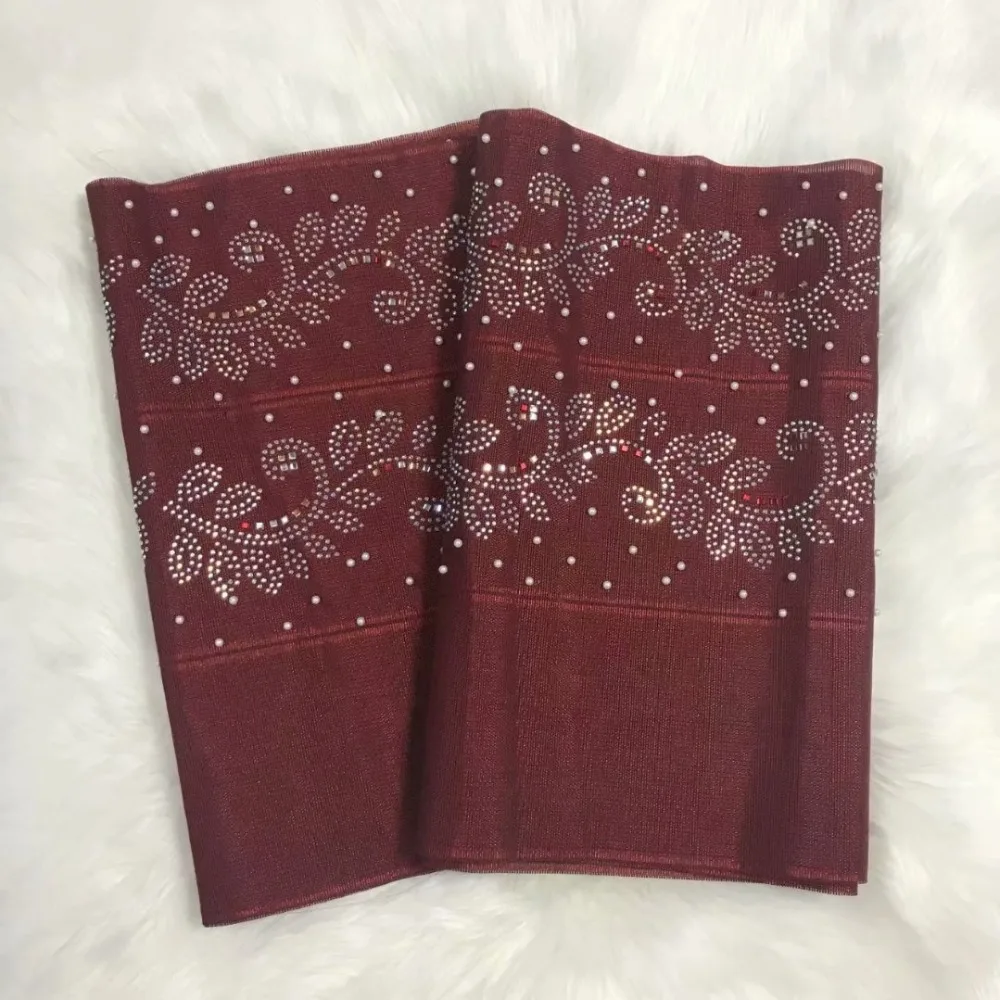 Нигерийский ASO OKE тюрбан с камнями высокого качества нигерийский головной галстук из бисера кружевной ткани 2 шт./лот