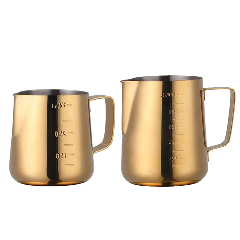 

Stainless Steel Coffee Milk Frothing Cup Pitcher Jug With Scale For Home Coffee Latte Art Milk Jugs