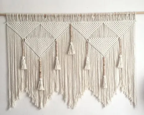 Популярный макраме настенный Плетеный богемный хлопковый шнур гобелен в стиле