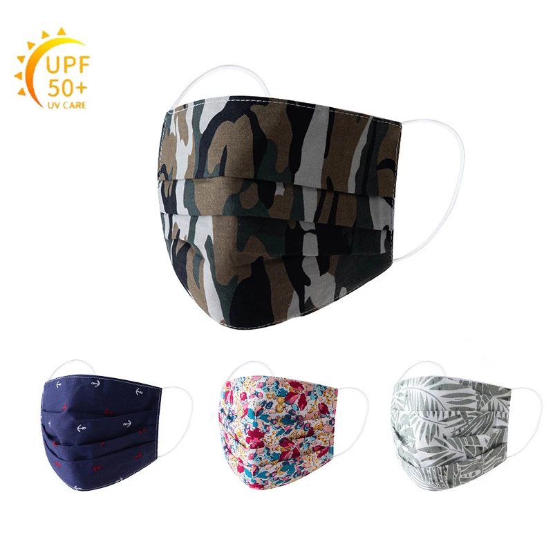 

Adult Men Women Mouth Mask Floral Print Flower Pattern Cotton Dustproof Anti UV Sun Proof Face Mask Reusable Washable Breathable