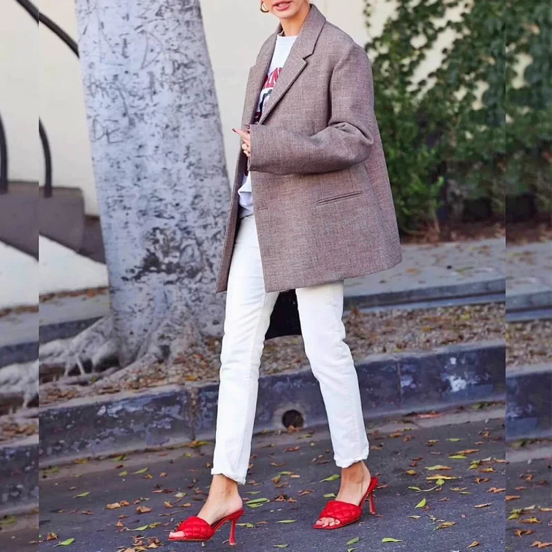 Женские мюли на высоком каблуке KAMUCC пикантные сандалии Алмазный цвет квадратный