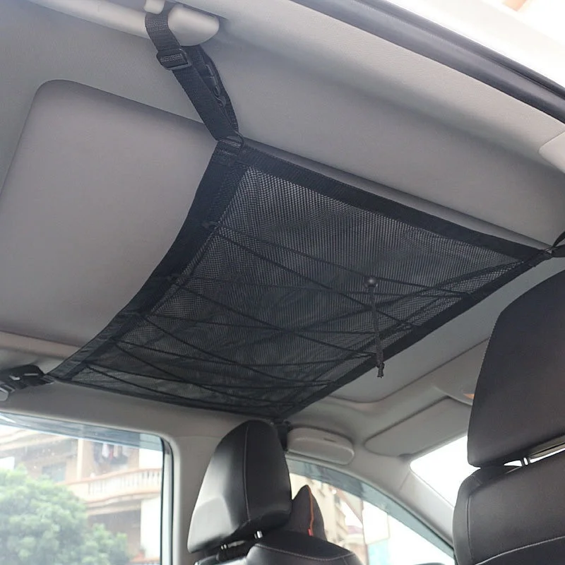 Car Double-layer Ceiling Storage Net Pocket Roof Bag Cargo Breathable Mesh Auto Stowing Tidying Interior Accessories | Автомобили и