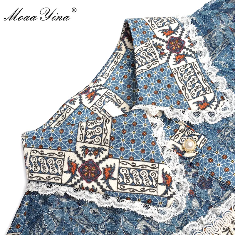 MoaaYina модное дизайнерское платье весна осень женское длинный рукав кружево бисер