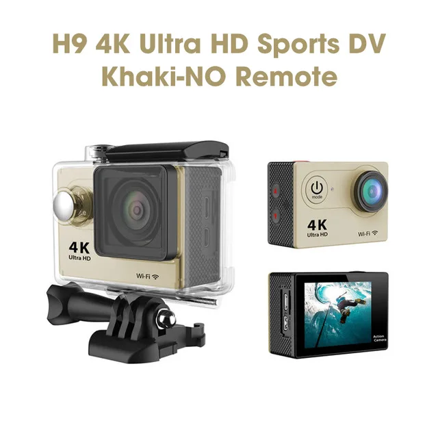 Экшн-камера eken H9R/H9 Ultra HD 4K WiFi Пульт дистанционного управления спортивная видеокамера DVR DV Водонепроницаемая камера для экстремальных видов спорта - Цвет: Khaki No Remote