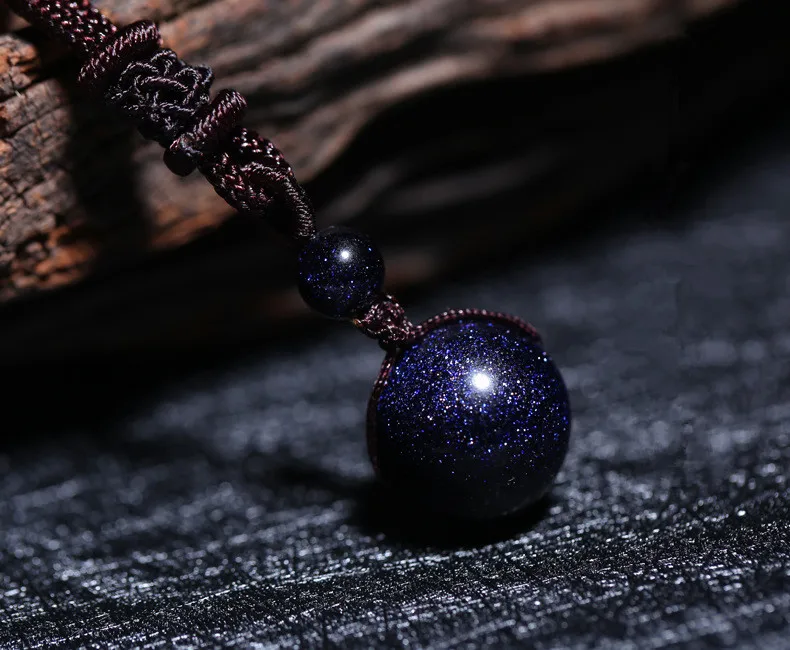 Дропшиппинг натуральный камень голубой песчаник круглый шарик ожерелье кулон